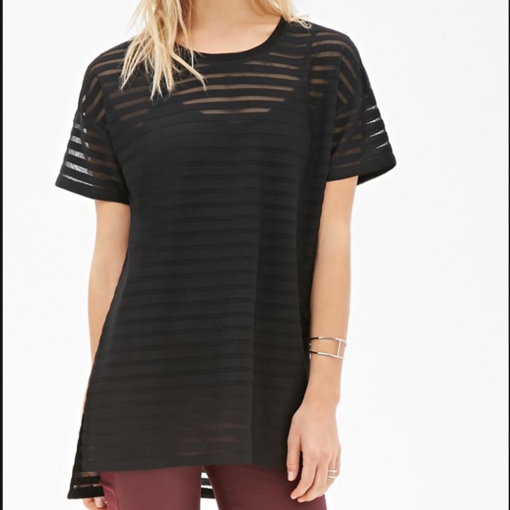 Mesh Striped Long Shirt